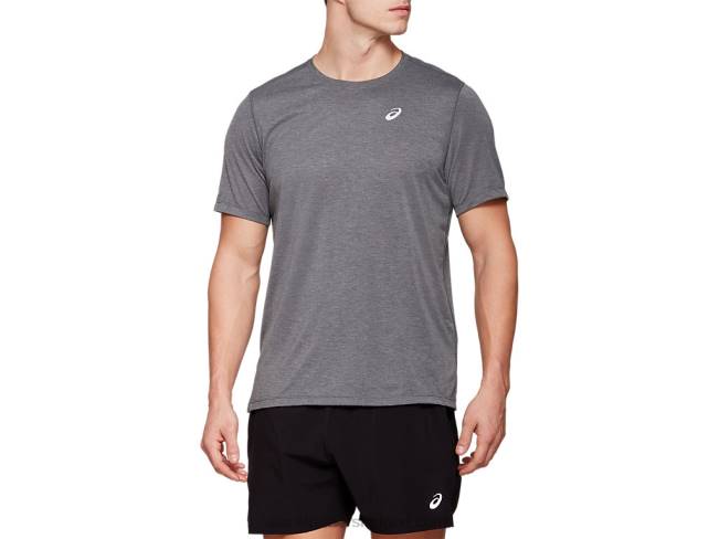 Mens Dorai Short Sleeve Top Dark Grey Heather Asics XXPD2122