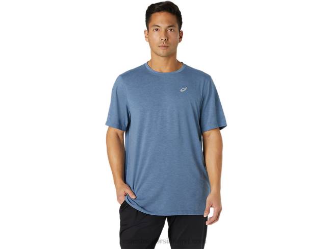 Mens Dorai Short Sleeve Top Storm Blue Heather Asics XXPD1826