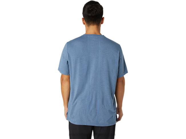 Men\s Dorai Short Sleeve Top Storm Blue Heather Asics XXPD1826