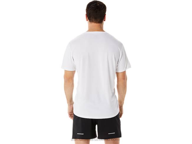 Men\s Ekiden Short Sleeve Top Brilliant White/Blue Coast Asics XXPD1101