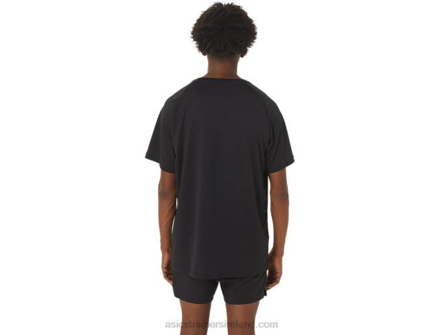 Men\s Finish Line Graphic Short Sleeve Top Performance Black Asics XXPD249