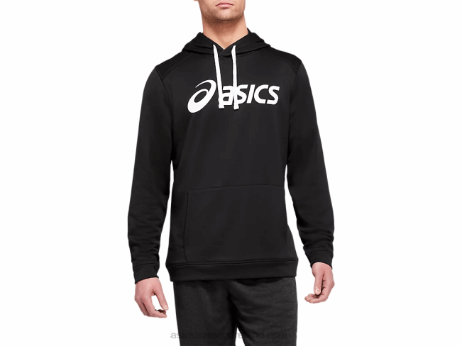 Mens French Terry Hoodie Performance Black/White Asics XXPD1985