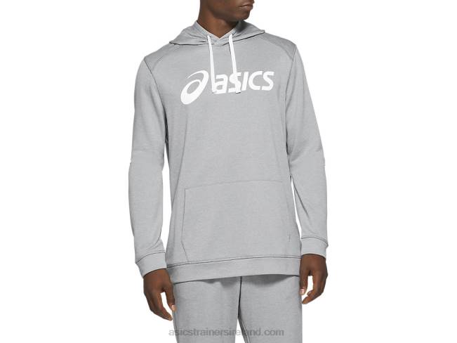 Mens French Terry Hoodie Sheet Rock Heather/White Asics XXPD1971