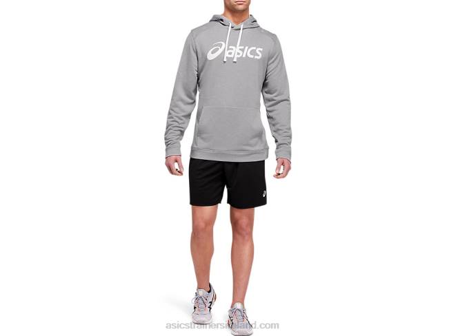 Men\s French Terry Hoodie Sheet Rock Heather/White Asics XXPD1971