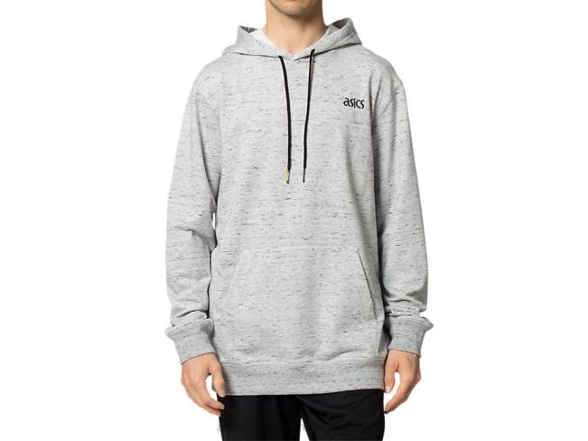 Mens French Terry Pullover Hoodie Piedmont Grey Heather Asics XXPD1651