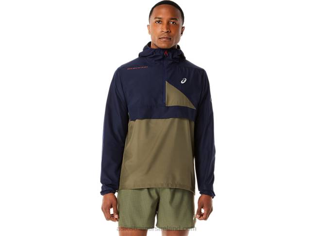 Mens Fujitrail Anorak Midnight/Mantle Green Asics XXPD1136