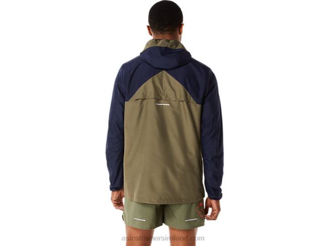 Men\s Fujitrail Anorak Midnight/Mantle Green Asics XXPD1136