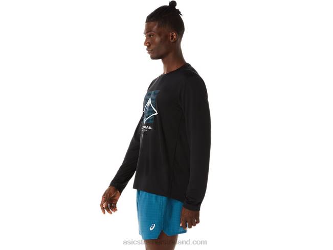 Men\s Fujitrail Logo Long Sleeve Top Performance Black Asics XXPD508