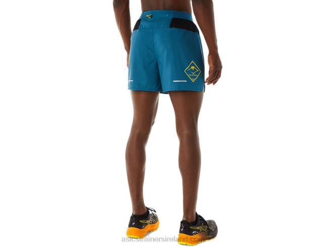 Men\s Fujitrail Logo Short Ink Teal/Golden Yellow Asics XXPD479