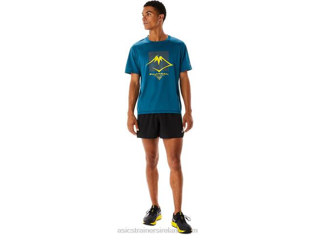 Men\s Fujitrail Logo Short Sleeve Top Ink Teal Asics XXPD436