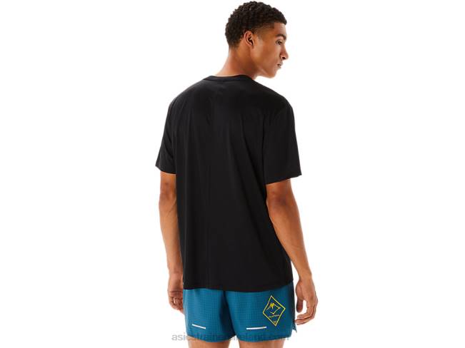 Men\s Fujitrail Logo Short Sleeve Top Performance Black Asics XXPD526