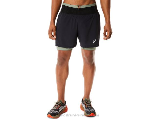 Mens Fujitrail Short Performance Black/Lichen Green Asics XXPD1139