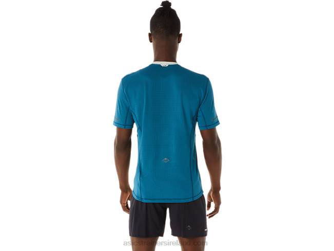 Men\s Fujitrail Short Sleeve Top Ink Teal/Light Sage Asics XXPD465