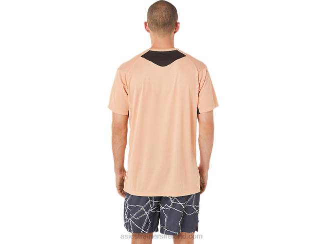 Men\s Gel-Cool Print Short Sleeve Top Summer Dune Heather Asics XXPD1452