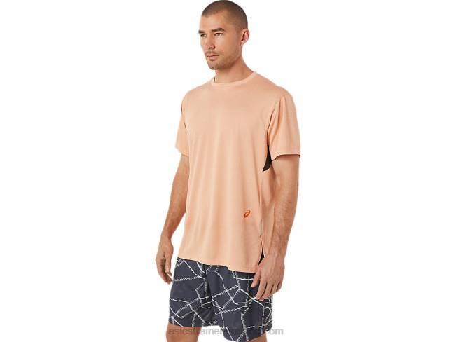 Men\s Gel-Cool Print Short Sleeve Top Summer Dune Heather Asics XXPD1452