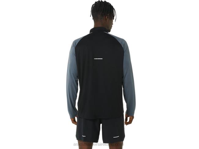 Men\s Icon Long Sleeve 1/2 Zip Performance Black/Carrier Grey Asics XXPD463