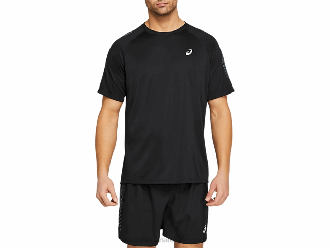 Mens Icon Short Sleeve Top Performance Black/Carrier Grey Asics XXPD1978