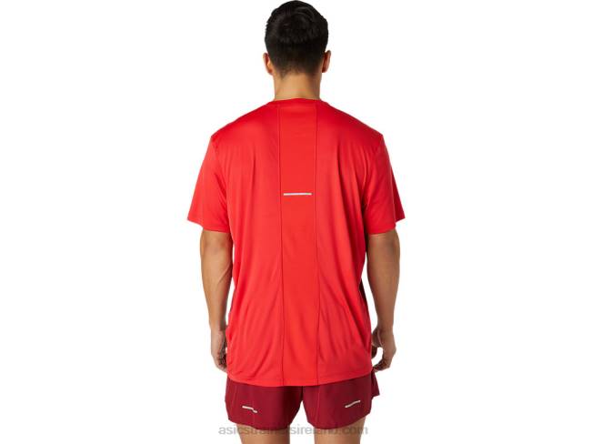 Men\s Kasane Short Sleeve Top Electric Red/Burgundy Asics XXPD1778