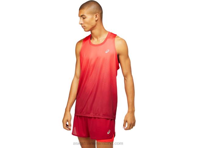 Men\s Kasane Singlet Electric Red/Burgundy Asics XXPD1798