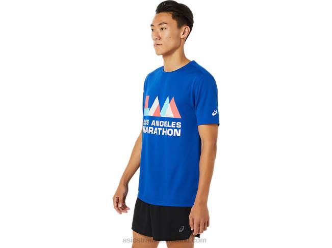 Men\s La Marathon Short Sleeve Blue Asics XXPD1622