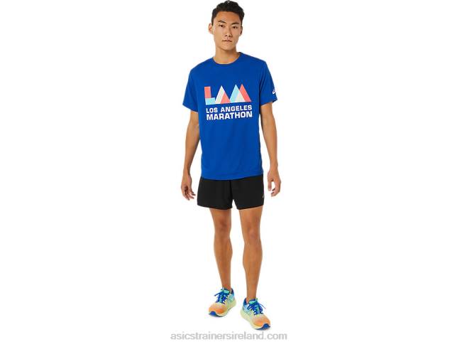 Men\s La Marathon Short Sleeve Blue Asics XXPD1622