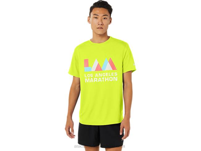 Mens La Marathon Short Sleeve Safety Yellow Asics XXPD1625