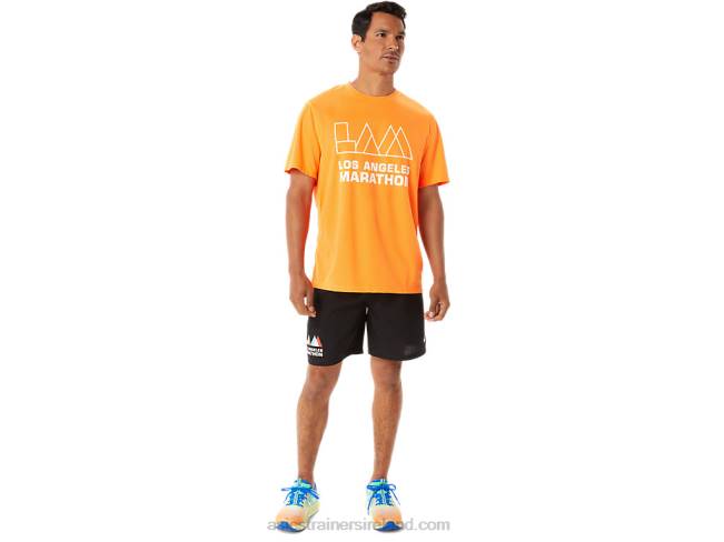 Men\s Lam Ready-Set II Short Sleeve Shocking Orange Asics XXPD1342