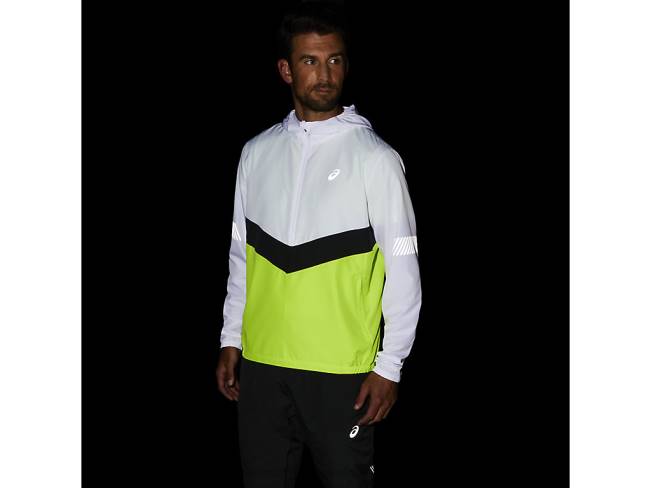 Men\s Lite-Show Jacket Brilliant White/Hazard Green Asics XXPD1348