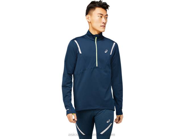 Mens Lite-Show Winter 1/2 Zip Top French Blue Asics XXPD1649