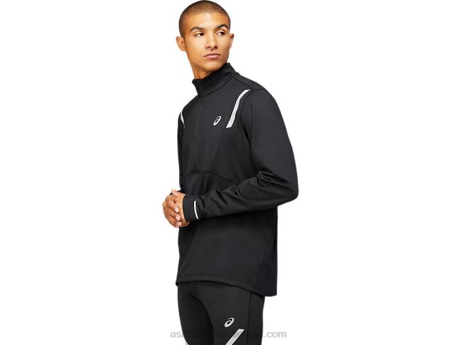 Men\s Lite-Show Winter 1/2 Zip Top Performance Black Asics XXPD1629