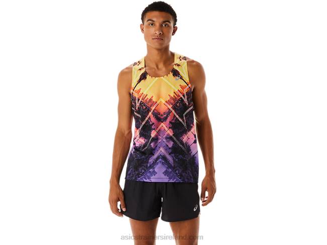 Mens Marathon Singlet Light Orange/Orange Pop/Amethyst Asics XXPD252