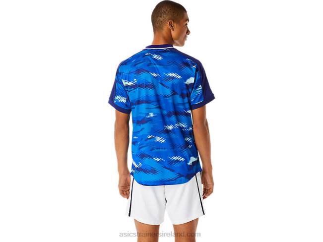 Men\s Match Graphic Short Sleeve Top Dive Blue Asics XXPD1076