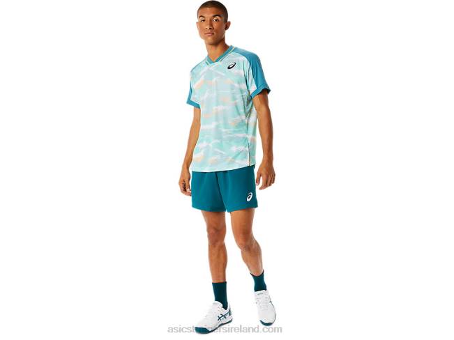 Men\s Match Graphic Short Sleeve Top Misty Pine Asics XXPD1090