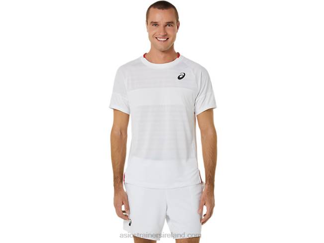 Mens Match Short Sleeve Top Brilliant White Asics XXPD499