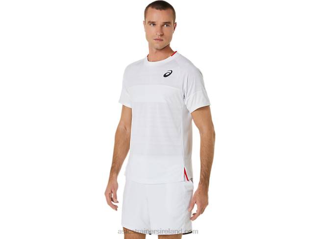 Men\s Match Short Sleeve Top Brilliant White Asics XXPD499