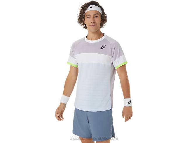 Men\s Match Short Sleeve Top Dusk Violet/Soft Sky Asics XXPD441