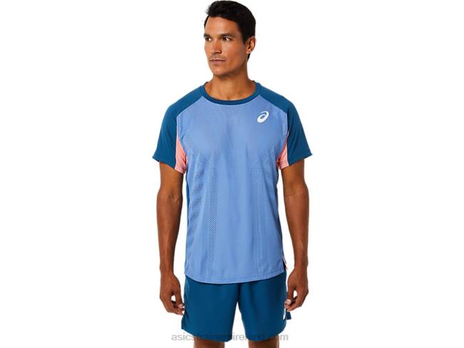 Mens Match Short Sleeve Top Light Indigo Asics XXPD1509