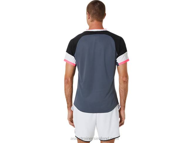 Men\s Match Short Sleeve Top Performance Black/Carrier Grey Asics XXPD454