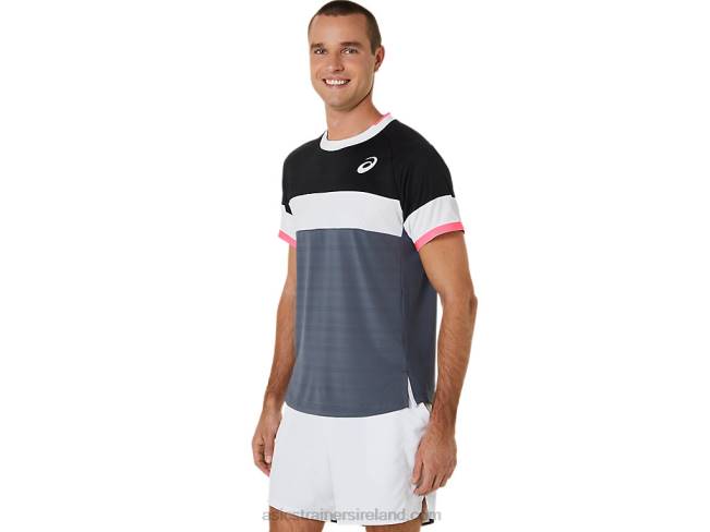 Men\s Match Short Sleeve Top Performance Black/Carrier Grey Asics XXPD454