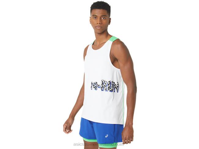 Men\s New Strong Repurposed Run Singlet White/Track Asics XXPD30