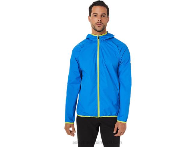 Mens Packable Jacket Electric Blue Spacedye/Lime Zest Asics XXPD1712