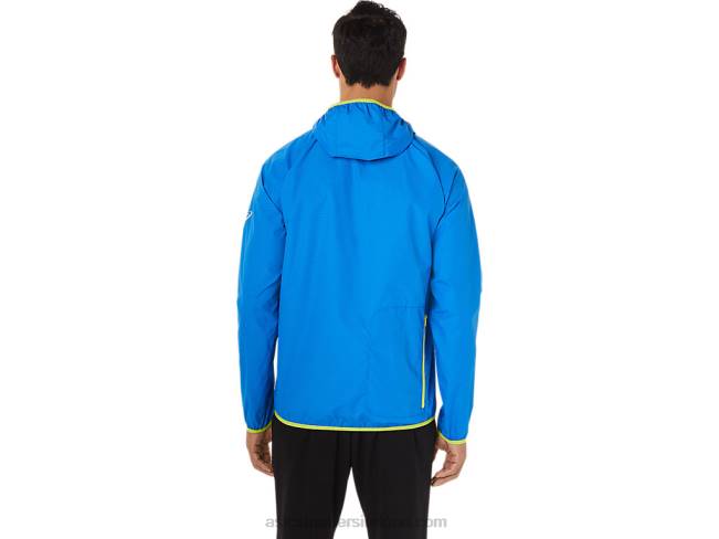 Men\s Packable Jacket Electric Blue Spacedye/Lime Zest Asics XXPD1712