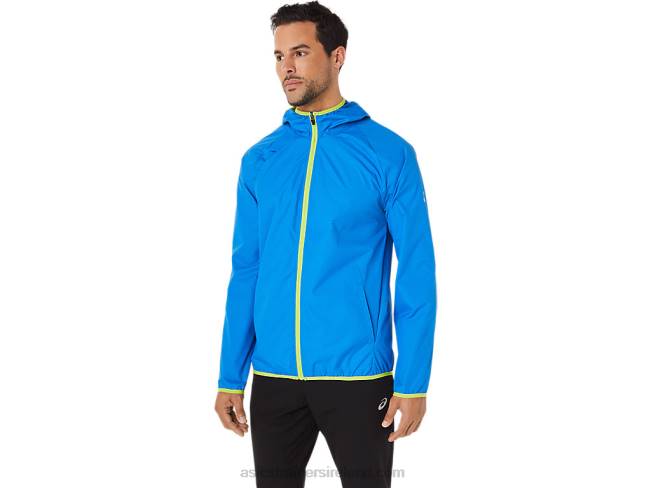 Men\s Packable Jacket Electric Blue Spacedye/Lime Zest Asics XXPD1712