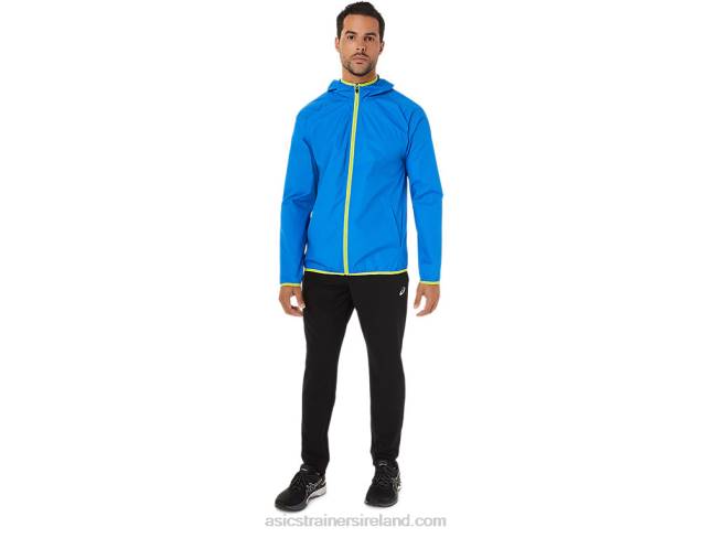 Men\s Packable Jacket Electric Blue Spacedye/Lime Zest Asics XXPD1712