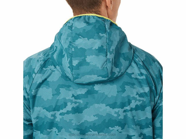 Men\s Packable Jacket Misty Pine Print/Sour Yuzu Asics XXPD1893