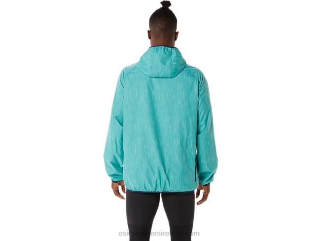 Men\s Packable Jacket Sage Print/French Blue Asics XXPD1387