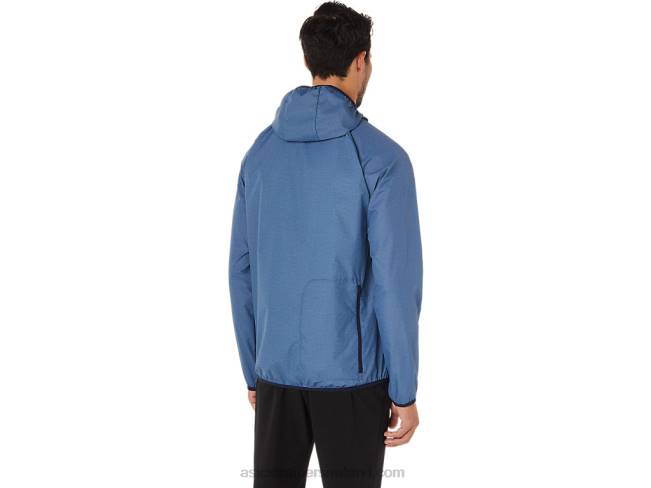 Men\s Packable Jacket Storm Blue Heather/Peacoat Asics XXPD1829