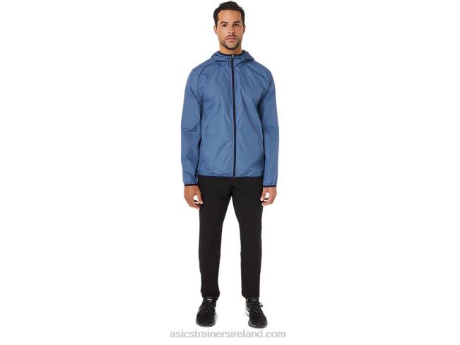 Men\s Packable Jacket Storm Blue Heather/Peacoat Asics XXPD1829