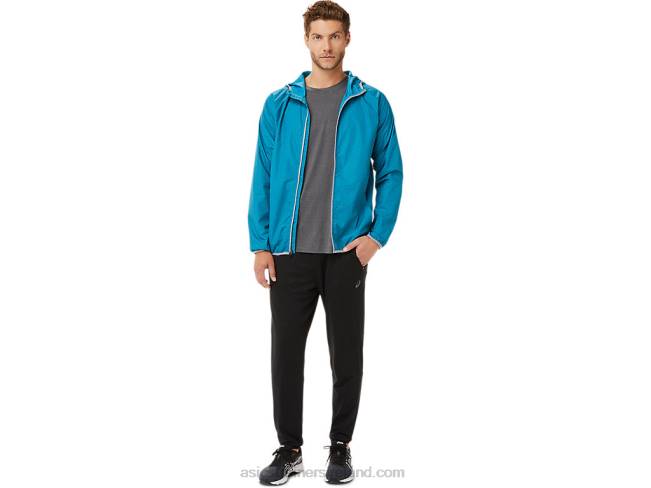 Men\s Packable Jacket Teal Blue Heather/Sheet Rock Asics XXPD2027