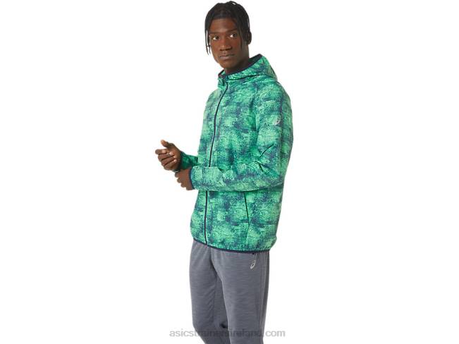 Men\s Packable Jacket Tie Dye Green/Peacoat Asics XXPD1050